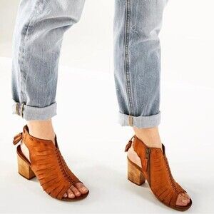 Miz Mooz Tan Open-Toe Block Heel Sandals